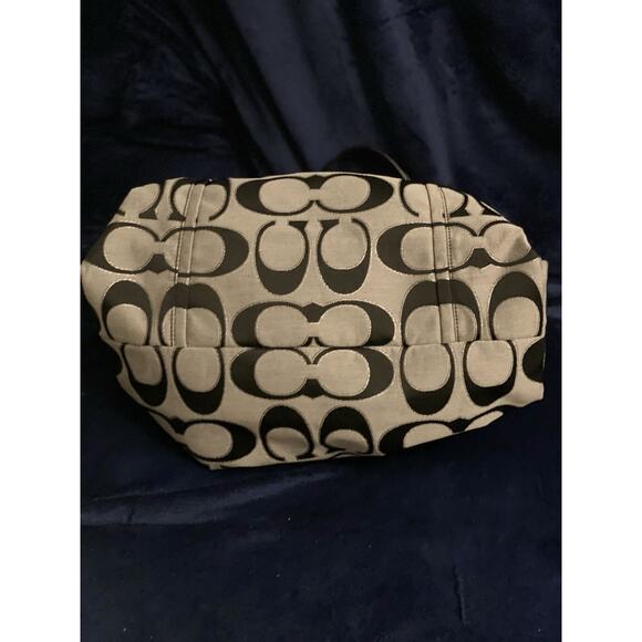 Coach Poppy Signature Lurex Rocker Tote Black And Silver Large #K1082-16289 - Picture 5 of 9